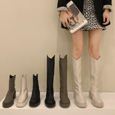 High Boots Pu Ladies Flat Heels Woman Boots Thick Sole-BS00963-Veeddydropshipping